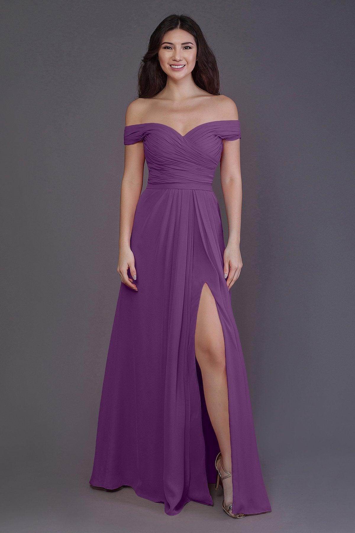 Sheath-Column Floor Length Chiffon Bridesmaid Dress PR3536PS - COCOMELODY